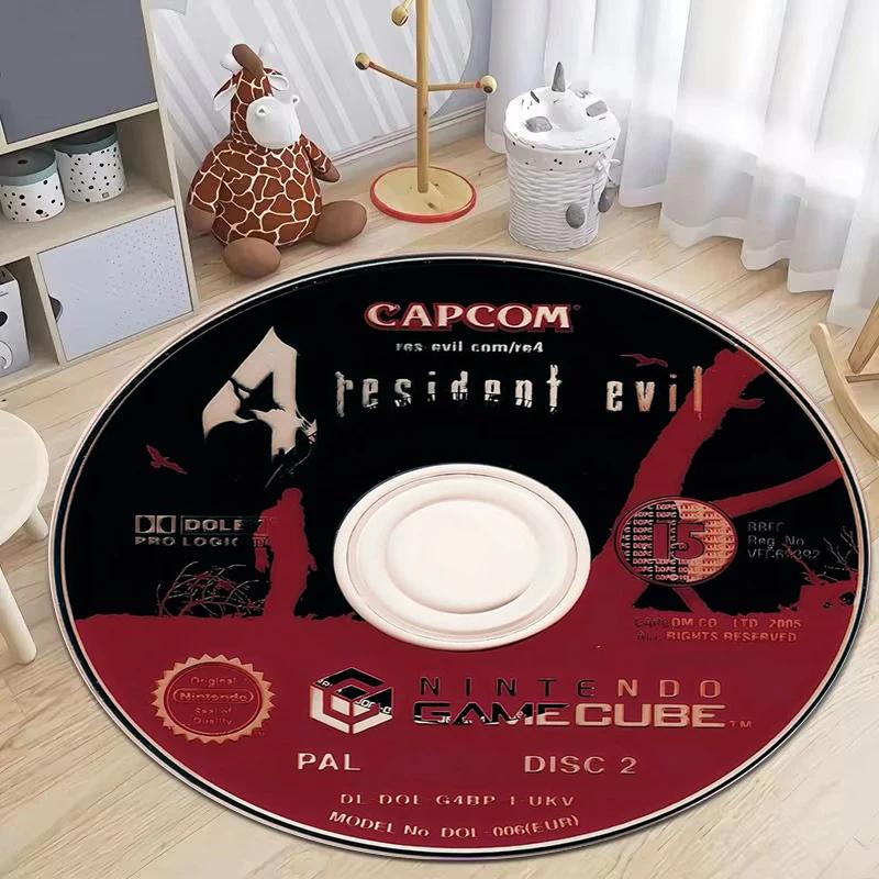 

Round Rug 3D R-Resident Evil Games Gamer Area Rug for Living Room Bedroom Sofa Doormat Decora Kids Play Non-slip Floor Mat Diameter 60cm