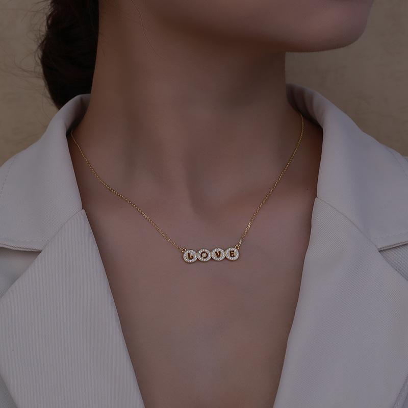 BELLA BOX Best-selling Popular Micro-set Zirconium Love Letter Necklace For Collarbone - Versatile Jewelry For Women