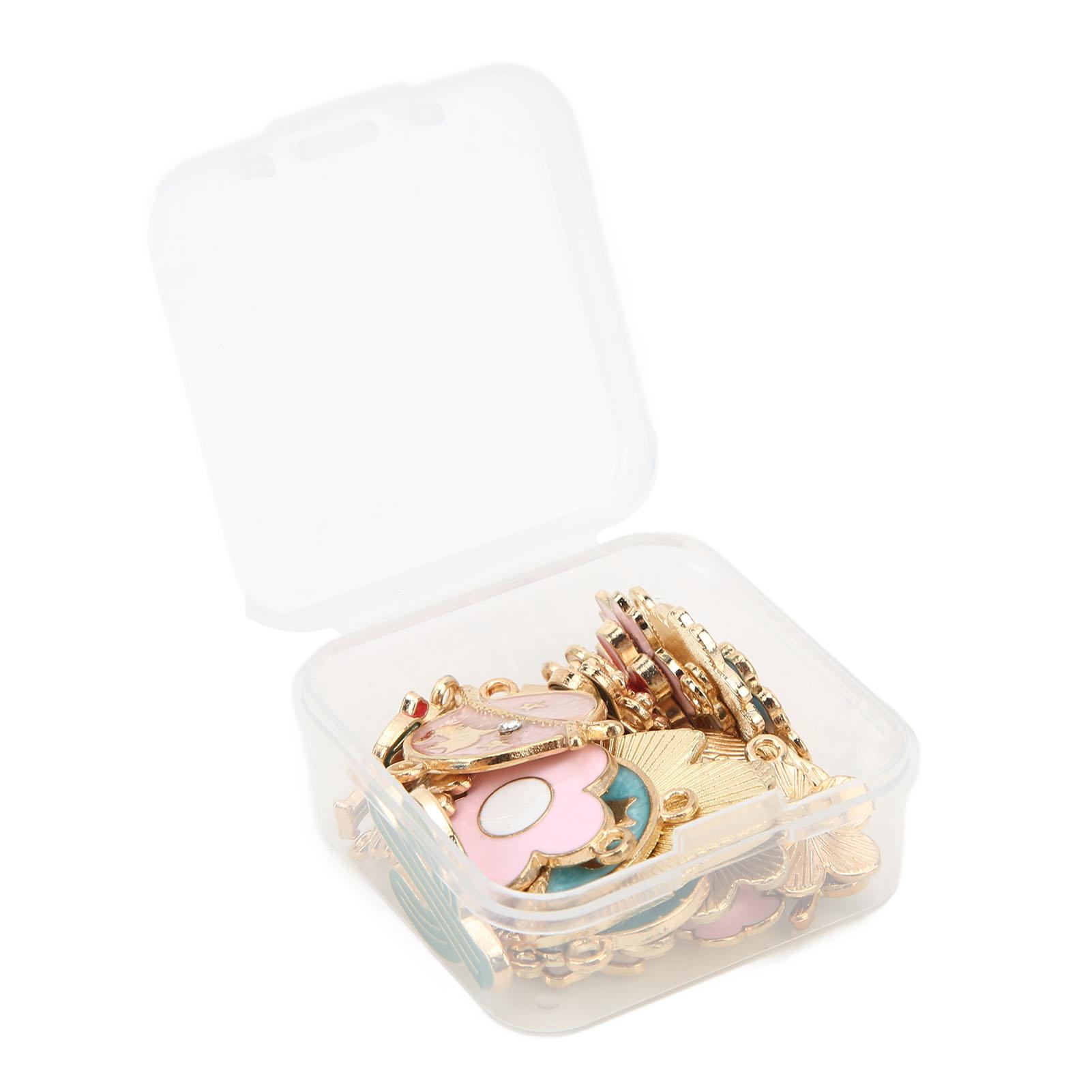 

30 шт. Эмалевые подвески-цветы, гальванизированный сплав, подвески для браслетов, с коробкой для хранения ювелирных изделий