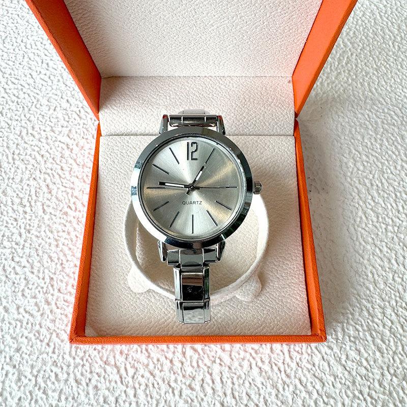 Elastic stainless steel men s and women s temperament round watch fashionable simple trend men s and women s quartz watch bracelet watch