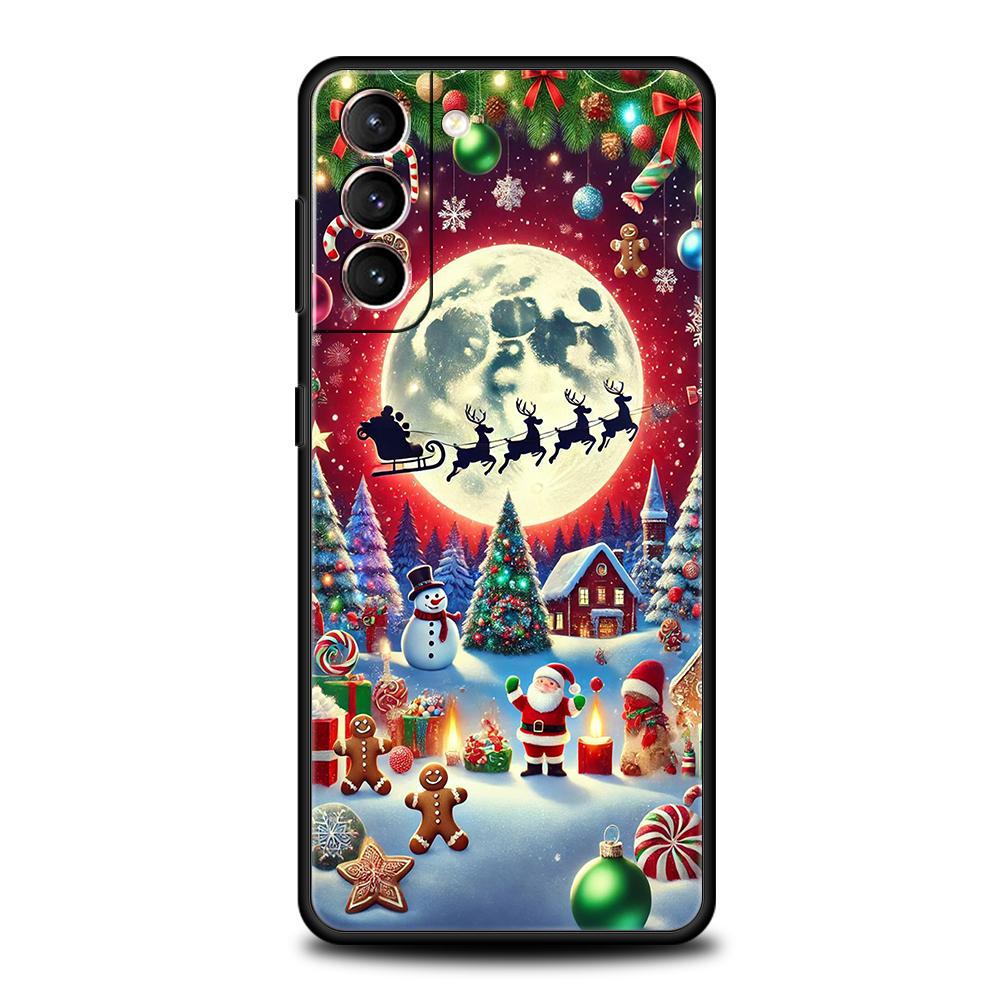 Merry Christmas Phone Case Cover for Samsung Galaxy S25 S24 S23 S22 S20 S21 FE Ultra S10 S10E Plus 5G Soft TPU Capas Fundas Bags