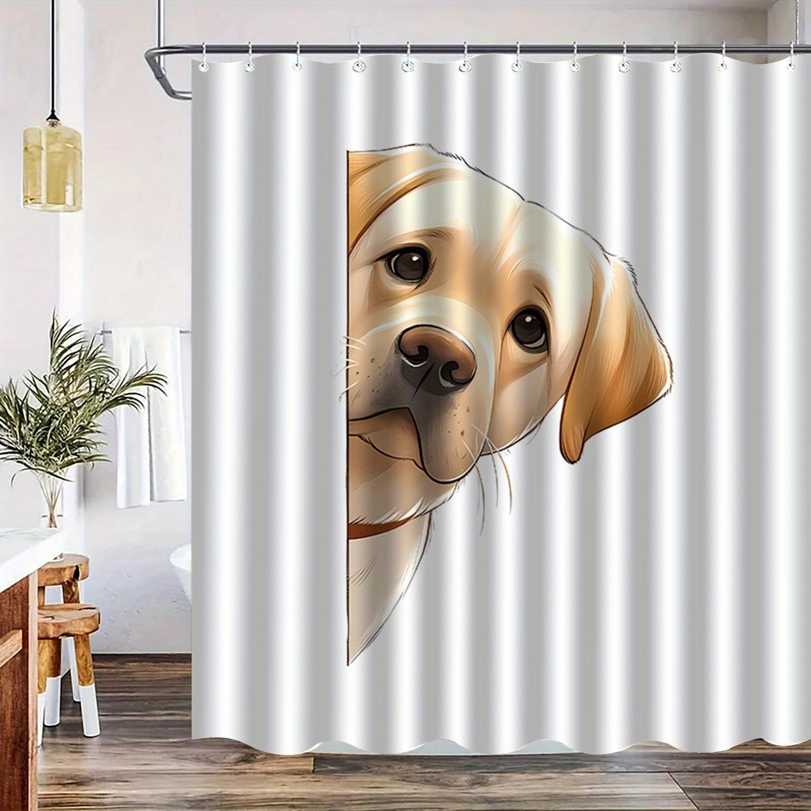 Jessica Chen Dog Face Shower Curtain Labrador Portrait Print Bathroom Decor Waterproof Curtains Pet Lover Home Style