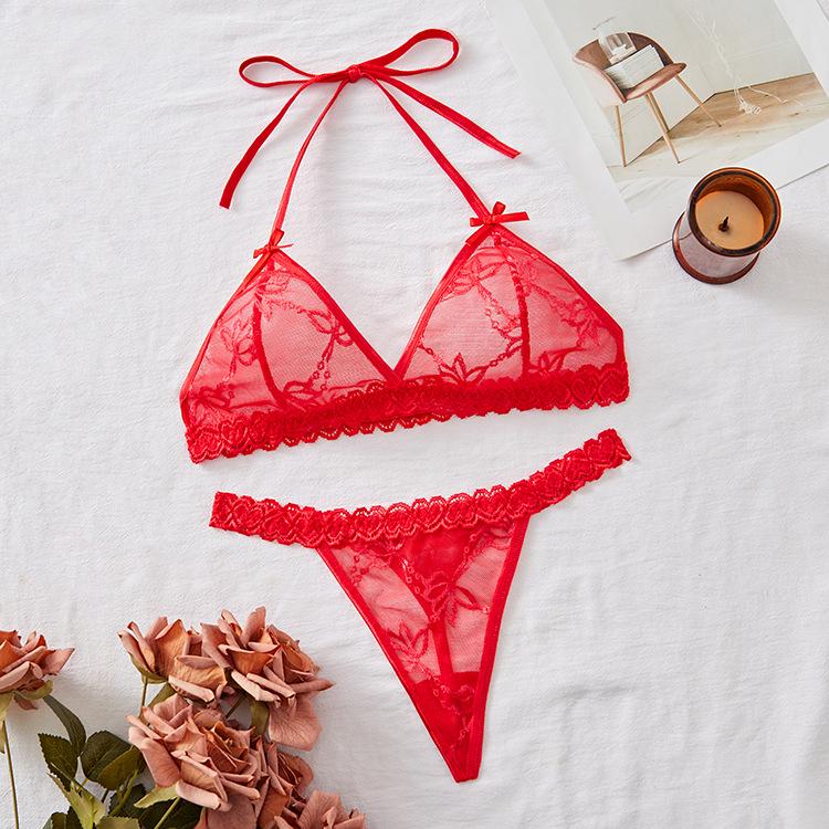 European & American Bare Buttocks Backless Lace See-Through Sexy Lingerie Set 8811C.