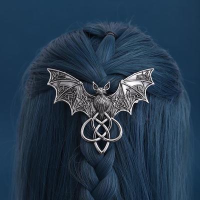 Retro Gothic Viking Celtic Knot Bat Hair Clip - Norwegian Style Party Accessory