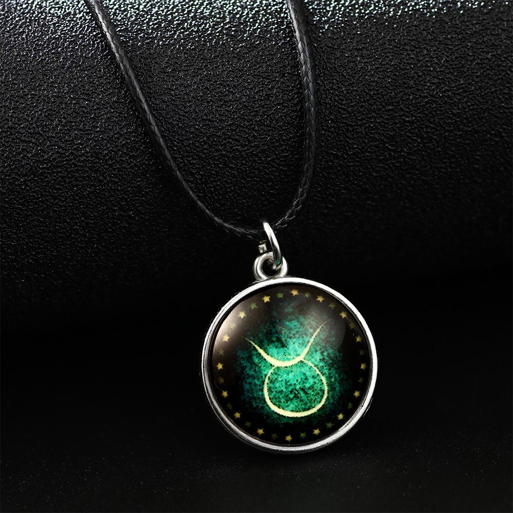 Twelve Constellations Luminous Glass Pendant Necklace - Personalized Fluorescent Student Jewelry
