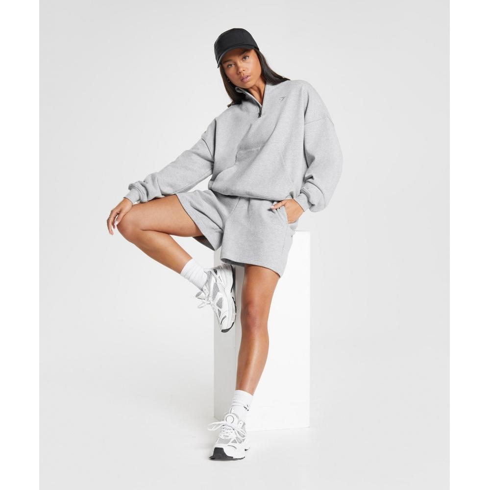 Gymshark Rest Day Sweats 1 2 Zip Pullover Light Grey Core Marl B3a9j Gbcn