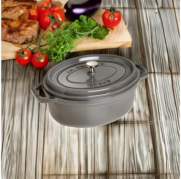 Кокотница Zwilling Staub, овальная, 33.5×27 см, серый графит, 3.2 л (40500-276-0)