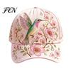 Adjustable Baseball Cap for Women, Embroidery Flower Bird Pattern Hat, Spring Summer Hat Fit Gardening Sun Outdoors