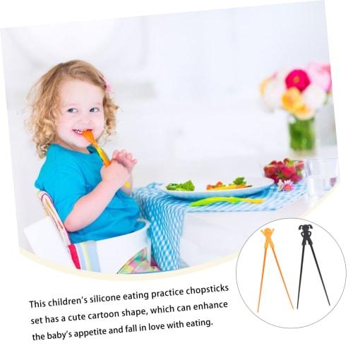 Mikinona 4-Pair Beginner's Cartoon Design Training Chopsticks Set for Kids, Smooth Material for Babies, Helps Children Gain Independence and Enjoys a