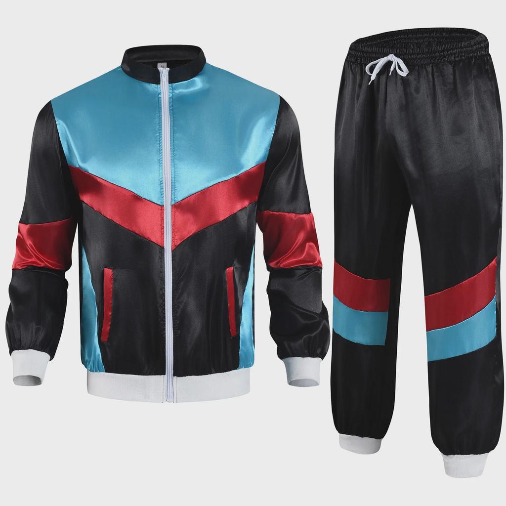 80s Retro Disco Tracksuit: Jacket and Pants Jogging Suit for Theme Parties