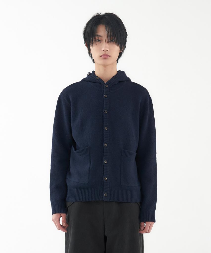 Leondi Mellow Hooded Knit Cardigan - Navy