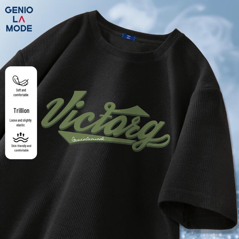 Men s Waffle Knit Heavyweight Printed Casual T-Shirt 3XL