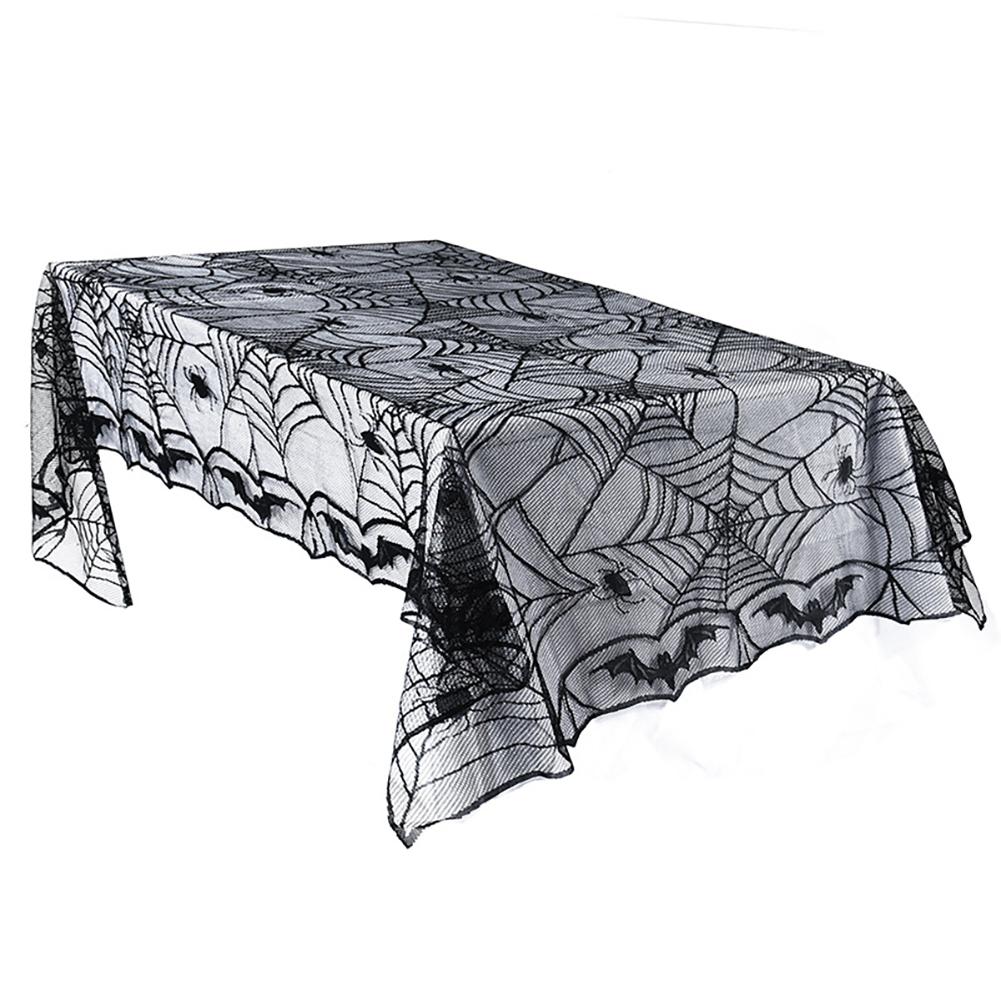 

122X246CM Rectangular Polyester Lace Tablecloth Spider Web for Halloween, Dinner Parties and Scary Movie Nights blackSIZE W: 48in (122cm) L: 96.8in (246cm)