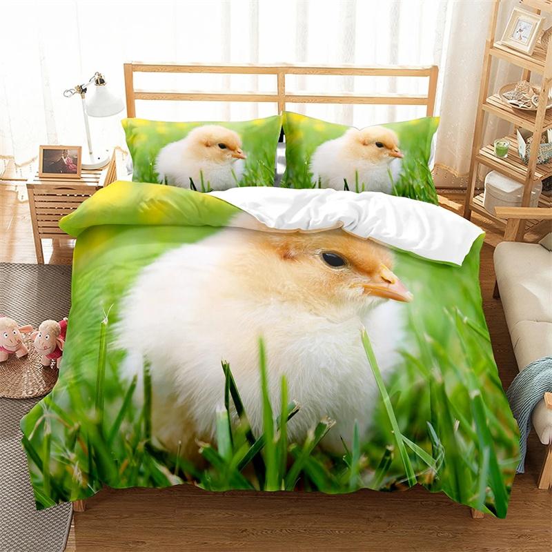 Farm Chicken King Queen Full Duvet Cover Hen Lovely Chick Bedding Set Family Animal Quilt Cover 2/3pcs Polyester Comforter Cover