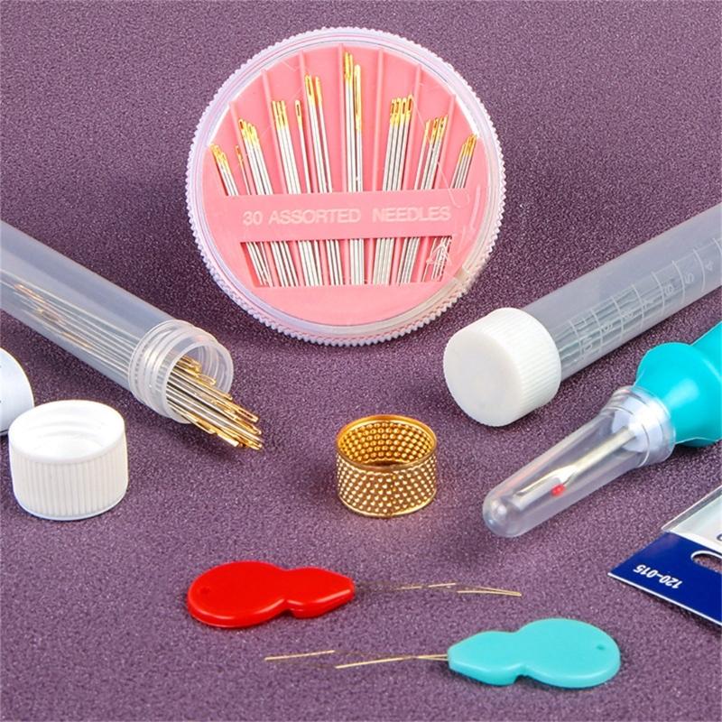 Sewing Needle Set Embroidery Needle with Threaders, Seam Ripper, Metal Thimble, Soft Ruler Tape Measure for Handsewing
