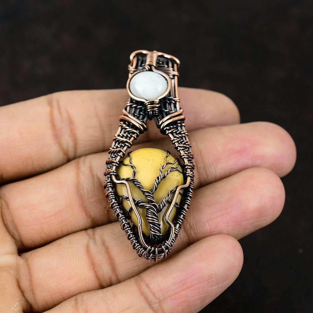 Tree Of Life Mookaite Gemstone Copper Pendant Copper Wire Wrapped Jewelry Rainbow Moonstone Gemstone Handmade Pendant For Her Gift For Mom