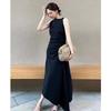 CO*S Women's Retro Irregular Sleeveless Long Skirt - 2025 Spring/Summer Slim Pleated Dress