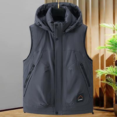 Plus Size L-8XL Fashion Winter Man Coats Waterproof Warm Vest Casual Thick Sleeveless Jackets Hooded