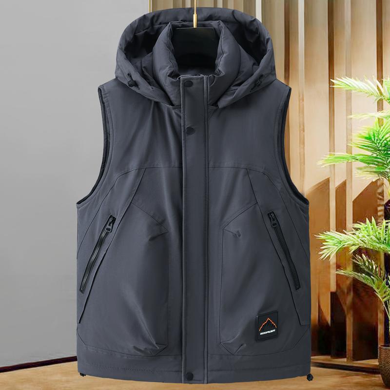 

Большой размер L-8XL Модные зимние мужские пальто Водонепроницаемый теплый жилет Повседневные толстые куртки без рукавов с капюшоном 3XL