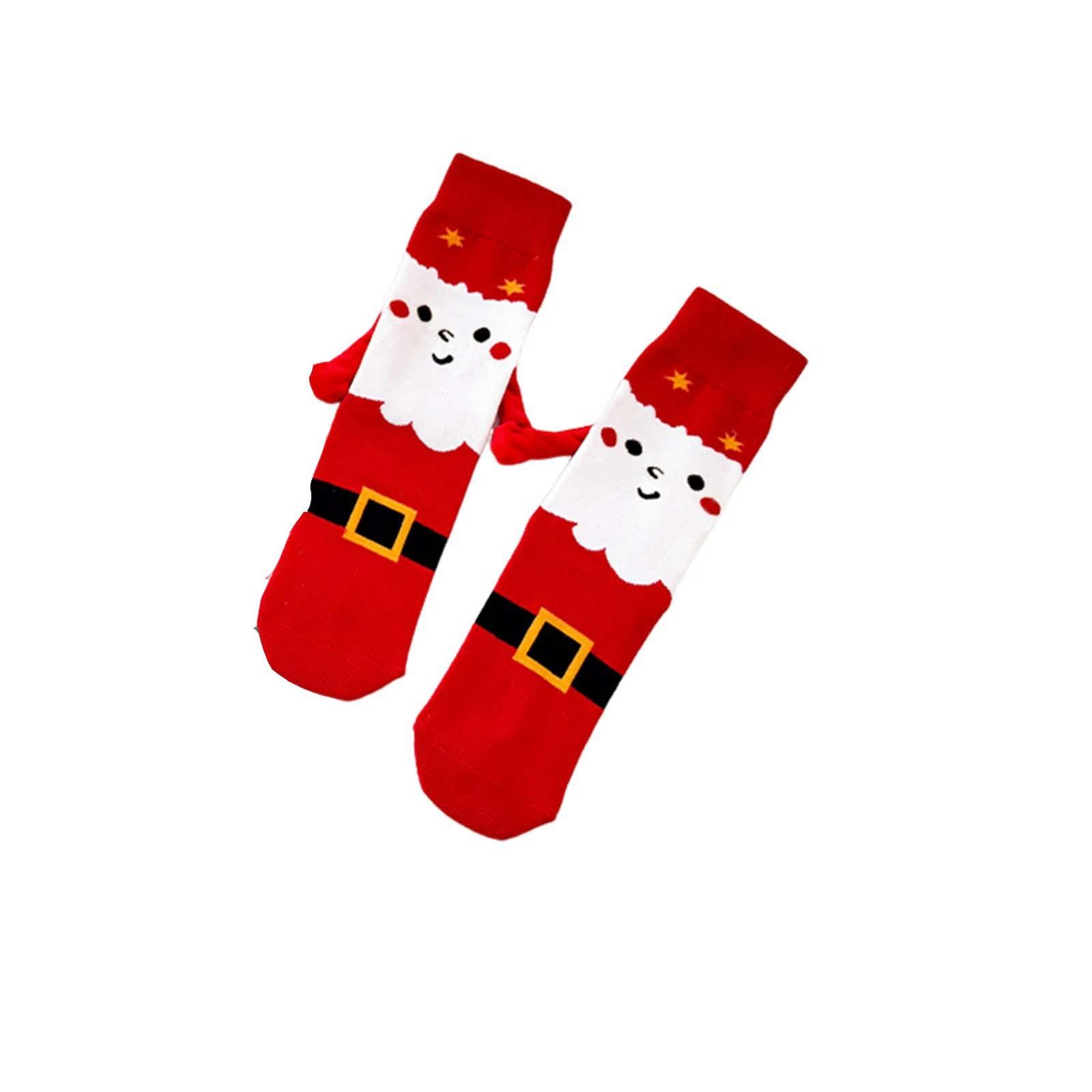 Christmas Holding Hands Socks For Women Cute Couple Holding Hands Socks And Winter Magnetic Versatile Mid-tube Socks (Women s)