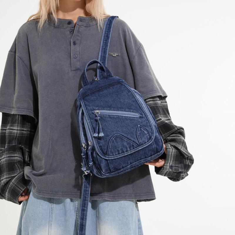 Dámský retro batoh s velkou kapacitou džínový batoh