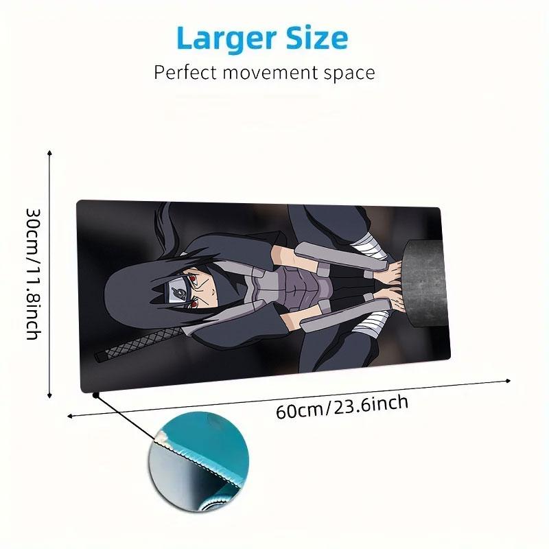 Uchiha Sasuke Mouse Pad, Large Gaming Desk Mat, Non-slip XXL Mousepad for Laptop & Tablet, Mini PC Playmat with Stitched Edges