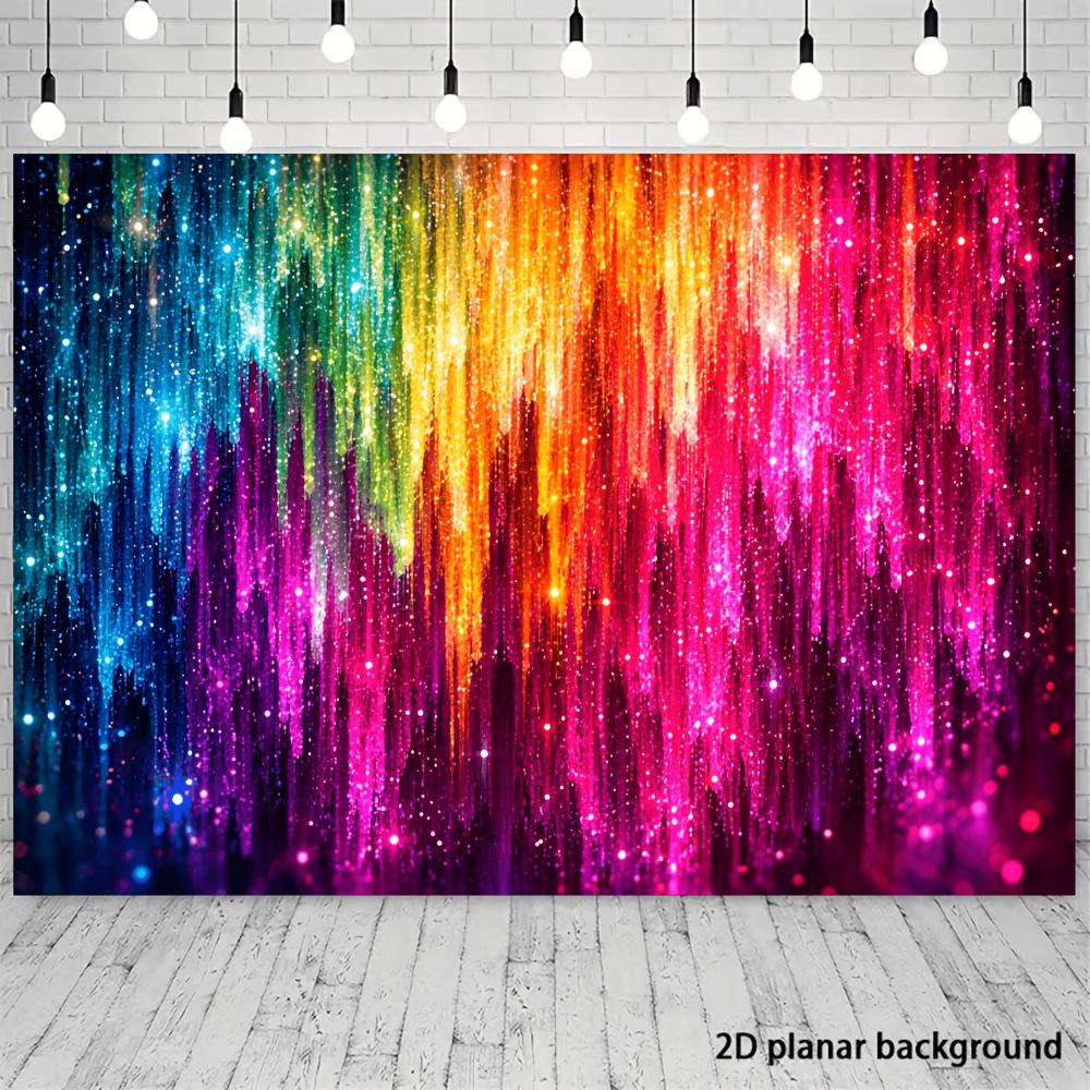 2D plane colorful party banner background with gradient glittering sequins themeDJH