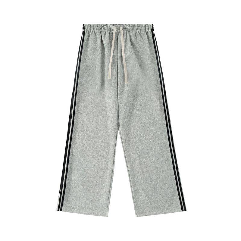 

Wassup Heods Chinese-Style American Sports Casual Pants for Men and Women, Autumn and Winter High Street Three-Stripe Pants Gray X L
