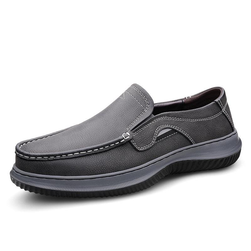 Men s Autumn Genuine Leather Loafers: Soft Sole, Versatile Slip-On, Plus Velvet for Warmth 45