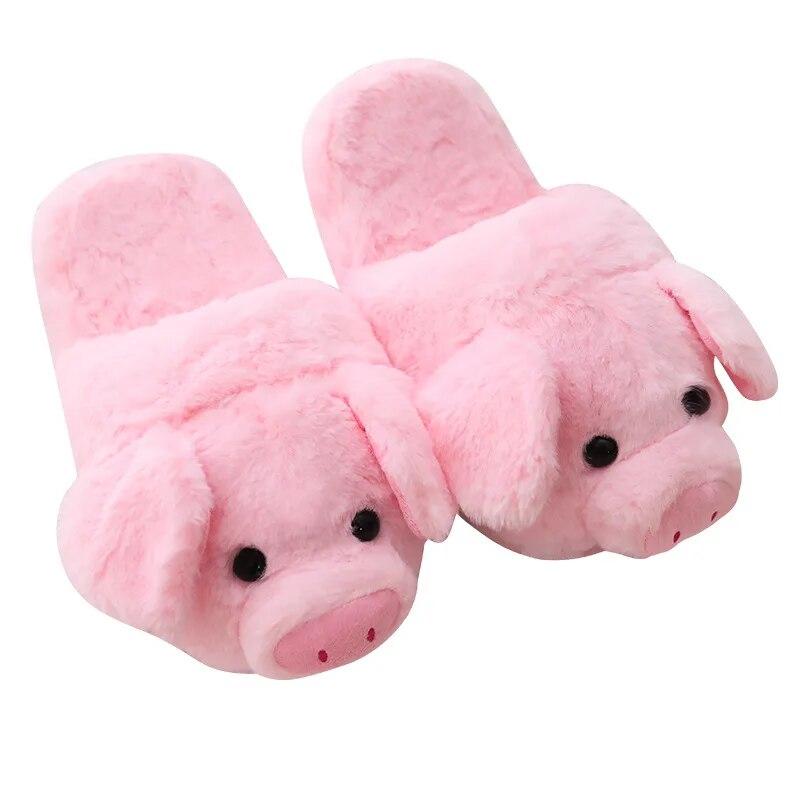 Winter Women Warm Indoor Slippers Ladies Fashion Cute Pink Pig Shoes Women's Soft Short Furry Plush Home Floor Slipper SH467
