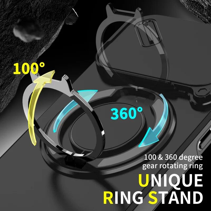 360°Ring Stand Holder Magnet Phone Case For iPhone 17 Air 16e 15 14 13 12 11 Pro Max Plus Shockproof Slide Camera Protecto Cover
