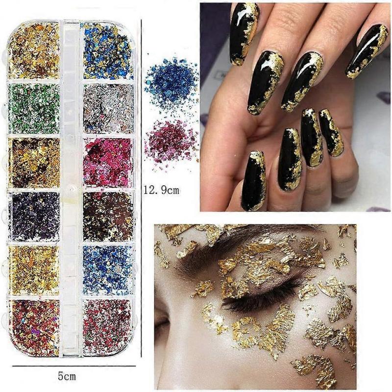 Nail Sequins, Nail Dried Flowers, Shiny Foil Nail Chips, Nail Art Sunmostar