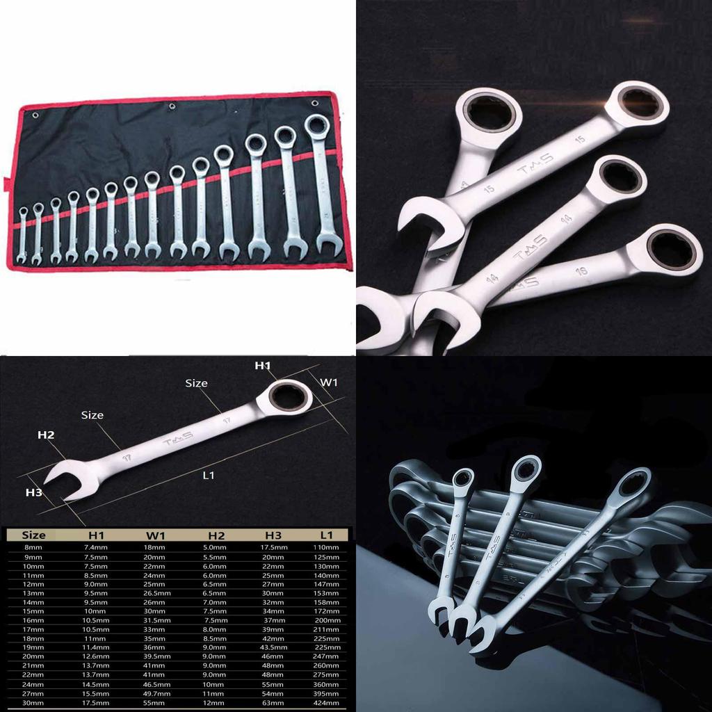 Durable 8mm-32mm Wrench Repairment Ratchet Open Fixed Head Spanner For Tight Spaces