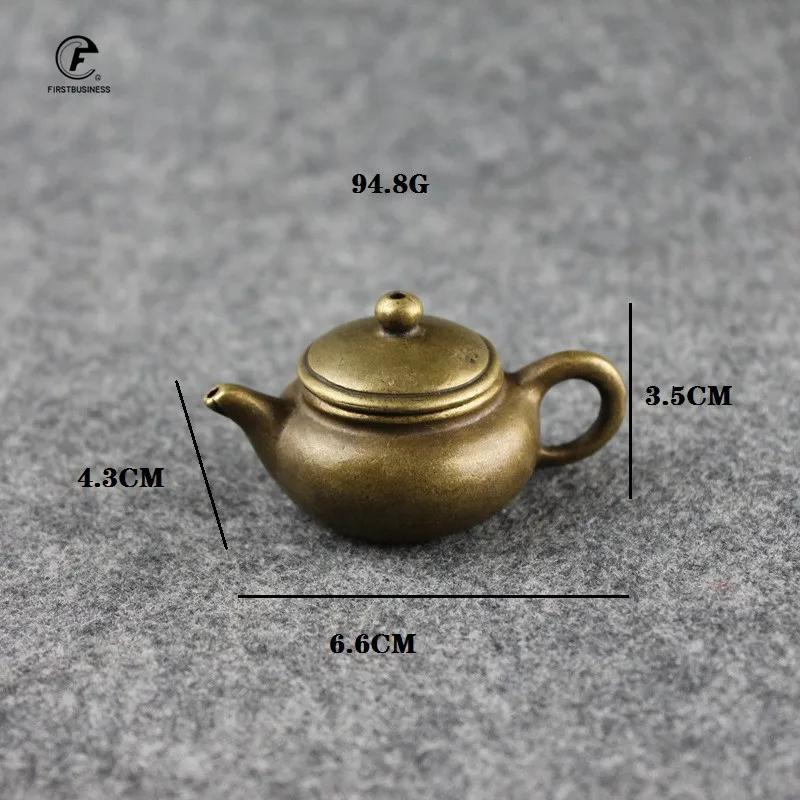 Антикварный медный мини-чайник для заваривания чая, карманный чайник, курильница для благовоний, ретро-латунный чай, питомец, украшения для дома, аксессуары, украшение для стола