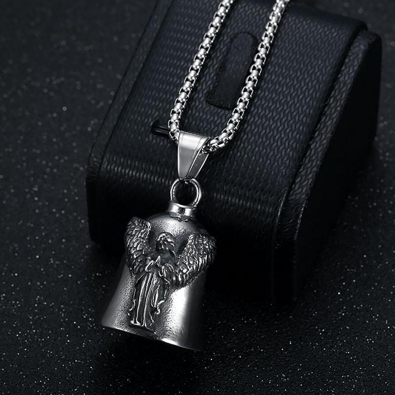 Motorcycle Riding Amulet Pendant Punk Style Lucky Angel Wings Guardian Bell Pendant Rock Party Decoration Accessories