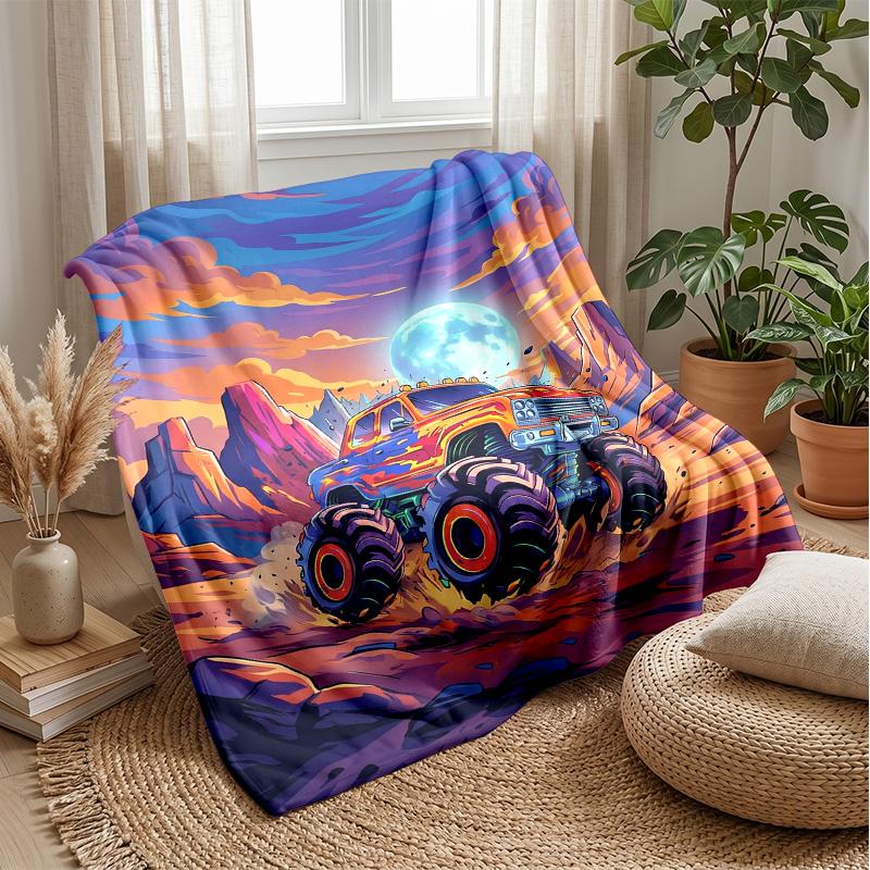 

Blue Semi Truck Art blanket Personalized Name Flannel Blanket Soft Cozy Plush Throw for Sofa Bed Lightweight Home Decor 75x90cm