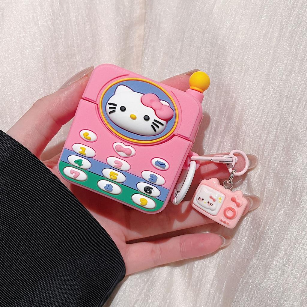 Cute Kt Cat Phone AirPods Pro Apple Bluetooth Headset Case 1/1/1 Generation Cartoon Case for Women
