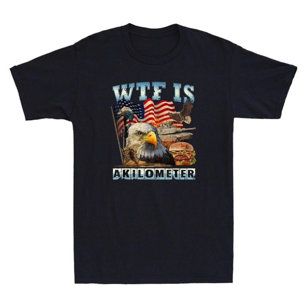 WTF Is A Kilometer Eagle Badge American Signature Burger Funny Men s T-Shirt Tee XL