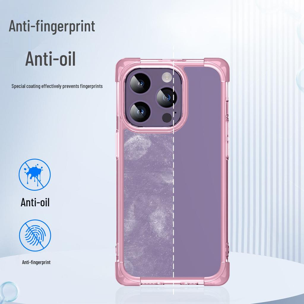 Frosted High-Transparency Phone Case with Four-Corner Airbag Protection for iPhone 15 Pro and Samsung S21, Anti-Fall Design.
