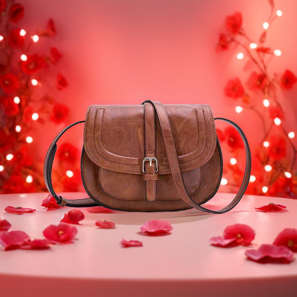 Women's Retro Saddle Bag Women's Shoulder Crossbody Bag European and American Versatile Half Round Bag