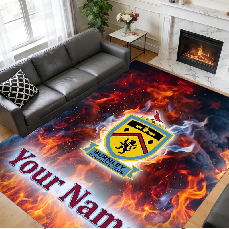 Crystal Velvet Rug Custom Name Text, Soft Non Slip Floor Mat Home DecorBurnley Football