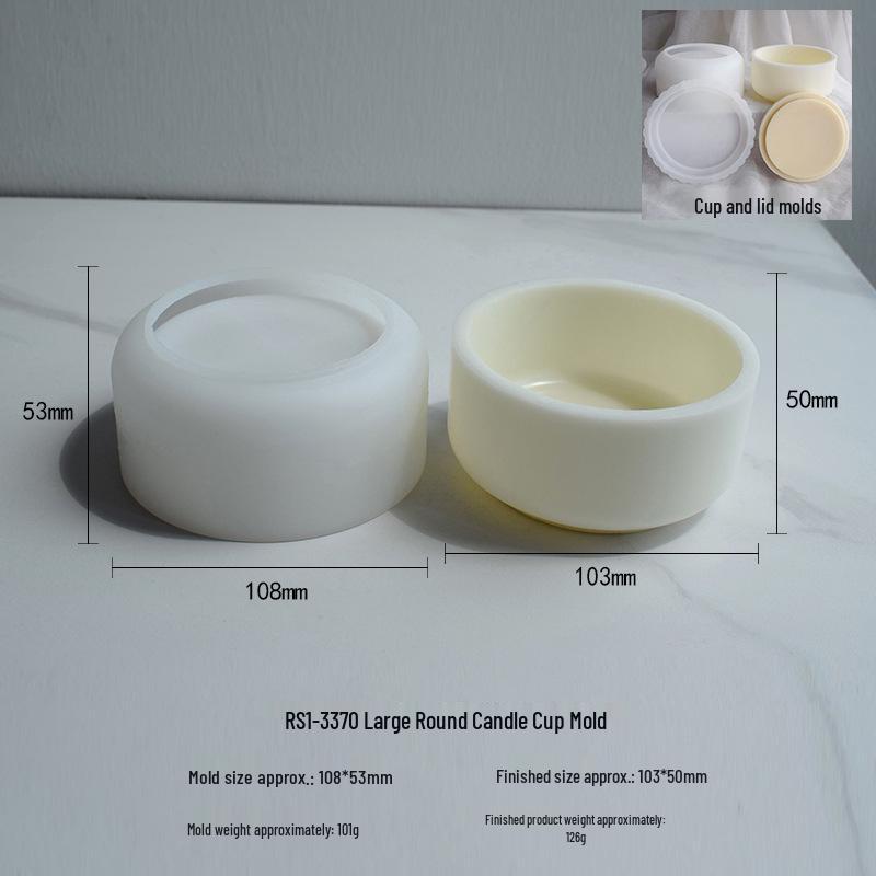 תבנית סיליקון עגולה לכוס נר עם מכסה, קופסת אחסון ומראה אפוקסי שרף, עשה זאת בעצמך צמנט, גבס, ארומתרפיה