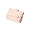 Cute Fruit Pattern Short Folding Card Bag PU Candy Color Trifold Wallet Sweet Solid Color Card Holder Girl