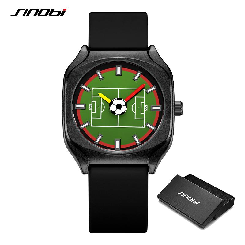 

SINOBI новый креативный футбольный дизайн мужские кварцевые часы модные кварцевые наручные часы силиконовый ремешок мужские подарки водонепроницаемые часы чёрный