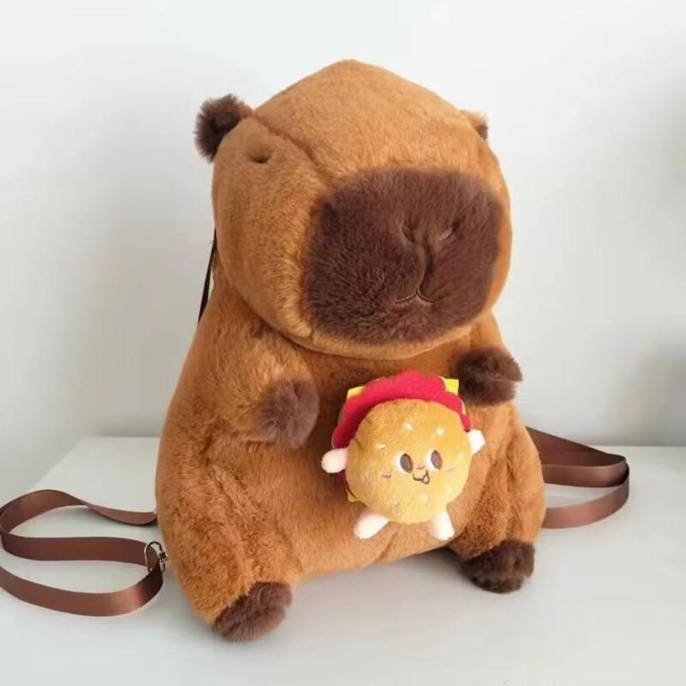 Capybara peluş sırt çantası Kawaii moda peluş bebek kürk çanta çocuk çantası omuzdan askili çanta Mini sırt çantası çanta kız arkadaşı için hediyeler