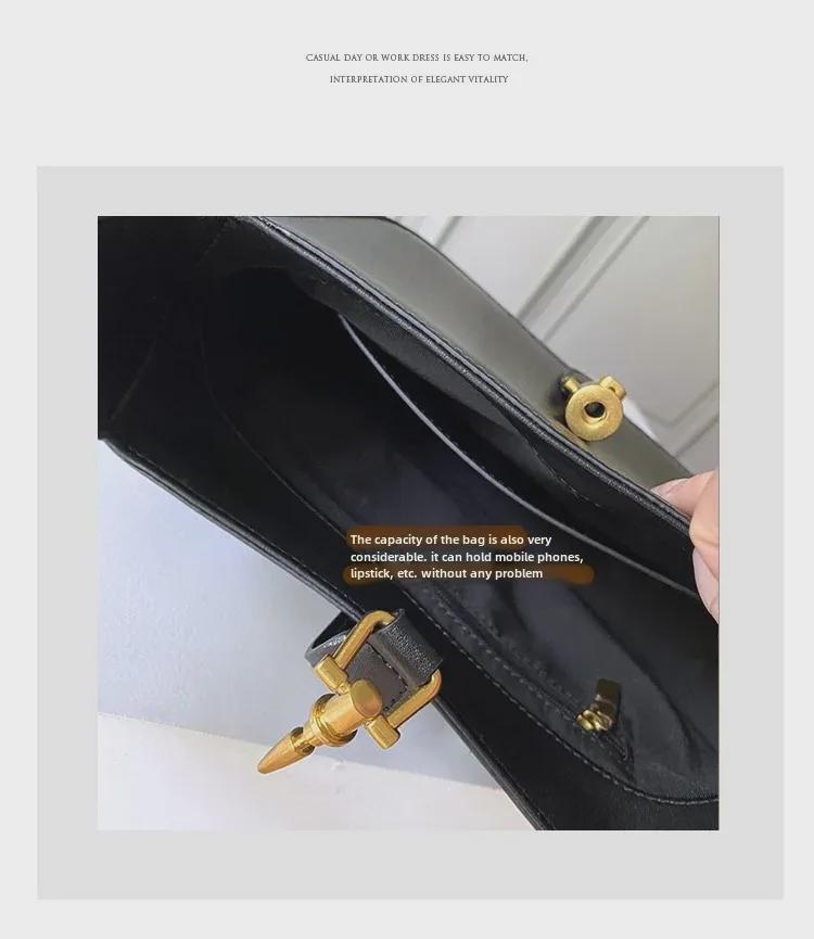 "2025 Women's Fashion Genuine Leather Single Shoulder Bag with Lock – Underarm Style Casual Handbag”