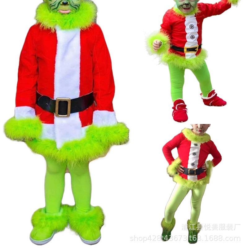 Nový zelený chlupatý kostým monstra Grinch Dětský kostým Vystupovací oblečení