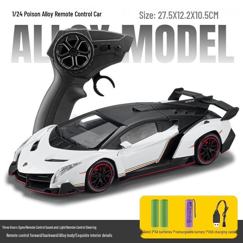 

Lamborghini Veneno 1:24-дюймовий сплавний радіокерований автомобіль зі світлом і звуком - Іграшка в подарунок білий