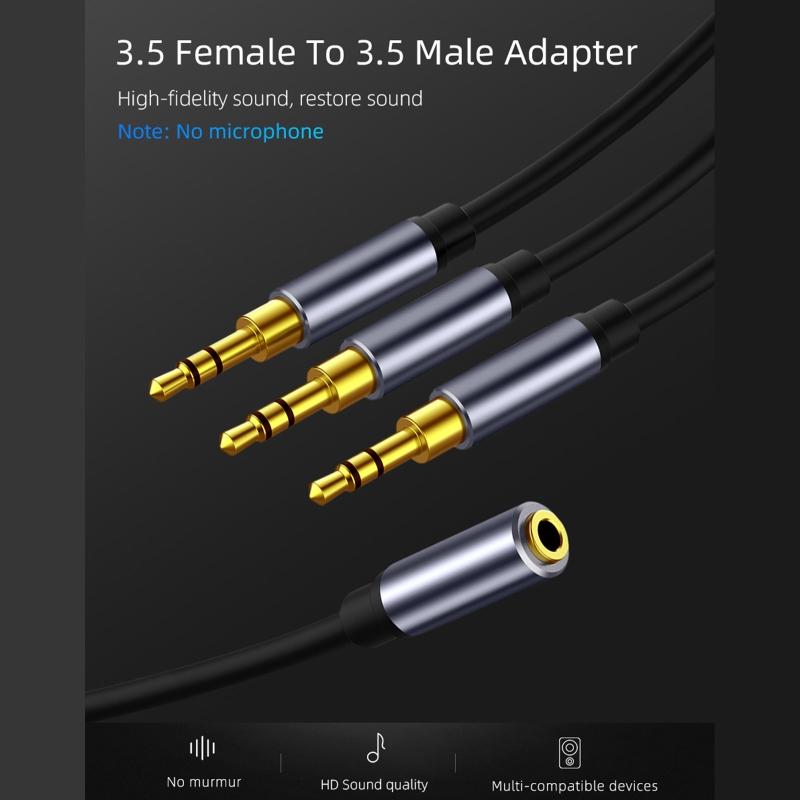 Cablu pentru căști de la 3,5 mm la 3 x 3,5 mm mufă de interfață cablu auxiliar cablu adaptor audio pentru dispozitive portabile cu port de 3,5 mm