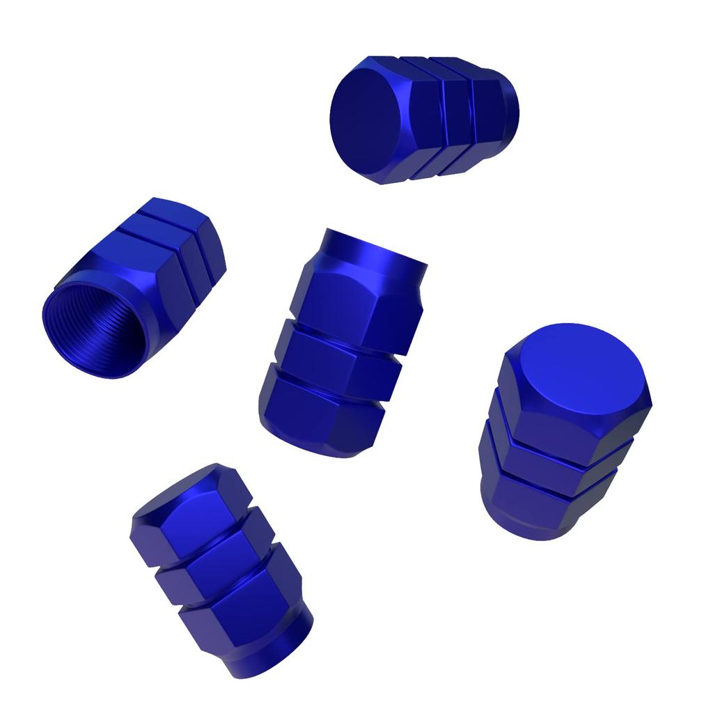 BOROLA Air Valve Cap Tire Aluminum Anodized Corrosion Prevention for Car Motorcycle 5pcs (Blue)
